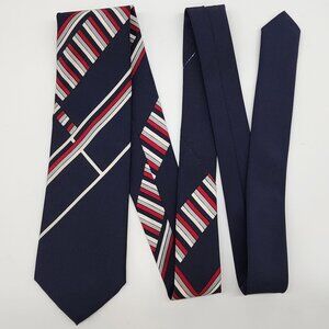 Geometric Necktie Tie Bounaire's Red White Blue Polyester 53"L 3"W VTG Retro